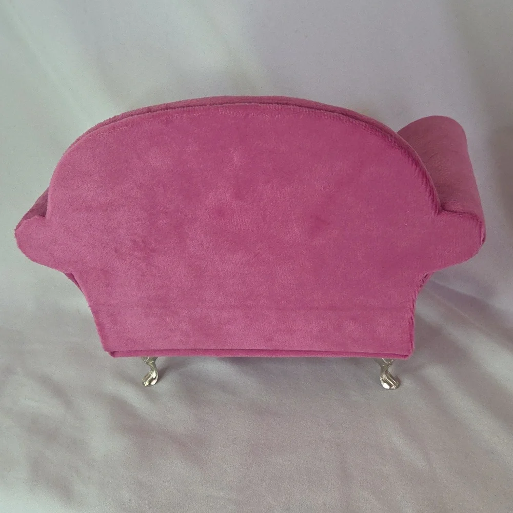 Pink Velvet Jewelry Box Couch Can Be Dolls Sofa Like New